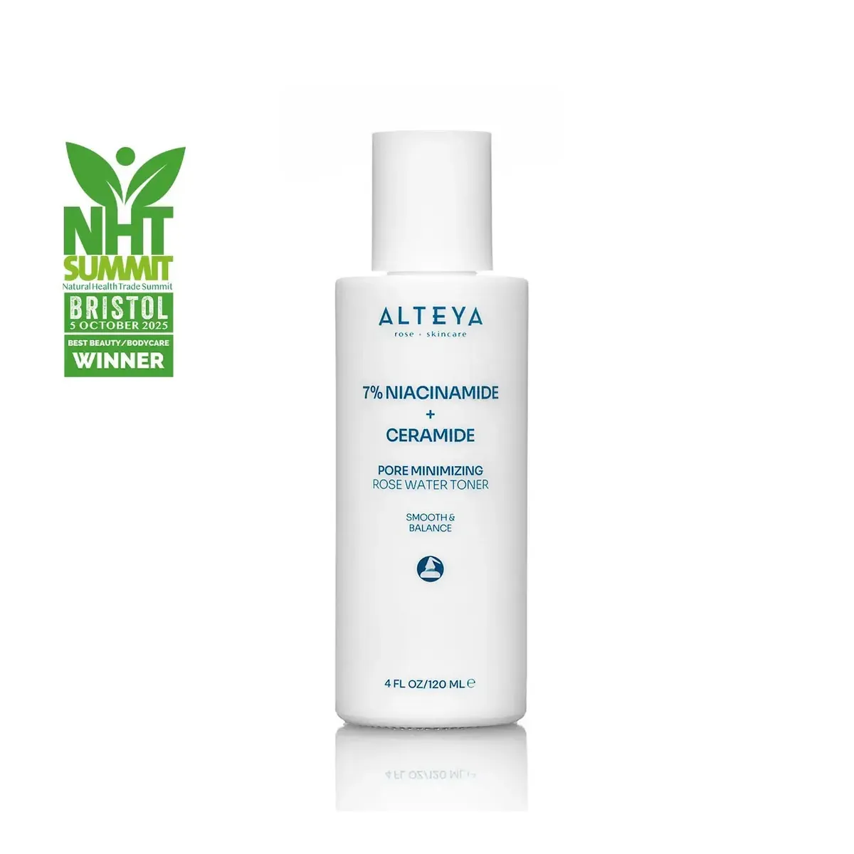 Organic Pore Minimizing Rose Water Toner 120ml (7% Niacinamide + Ceramide)